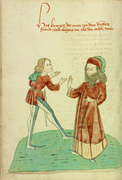 Un jeune homme rencontre un homme barbu plus âgé - Hans Schilling