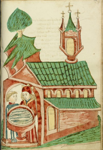 Josaphat et un prêtre près des fonts baptismaux d