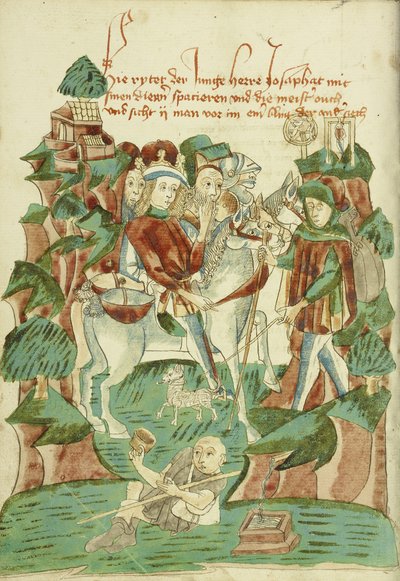Josaphat rencontrant un aveugle et un mendiant Ms Ludwig XV 9 fol. 31v, 1469 - Hans Schilling