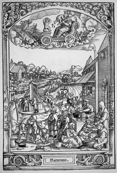Saturne (gravure sur bois) - Hans Sebald (School of) Beham