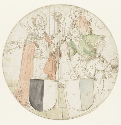 Saints Christophe et Érasme, chacun avec un blason - Hans Sebald Beham (possibly)