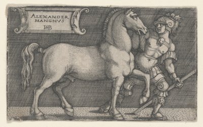 Alexandre le Grand menant Bucéphale (gravure) - Hans Sebald Beham