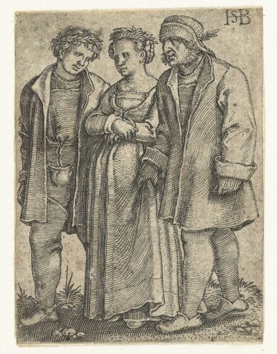 Couple de mariés et père de la mariée - Hans Sebald Beham