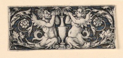 Frise avec un vase flanqué de tritons mâle et femelle - Hans Sebald Beham