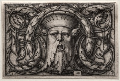 Ornement de tête de satyre et couronne - Hans Sebald Beham