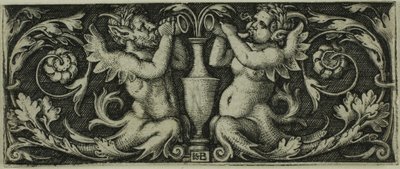 Ornement avec deux tritons, de Quatre Vignettes - Hans Sebald Beham