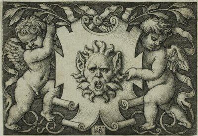 Ornement avec un masque tenu par deux génies - Hans Sebald Beham