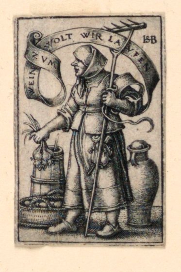 Paysanne au marché : Zum Wein wolt wir Laufen (Au vin nous courrons) - Hans Sebald Beham