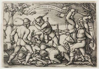 Rixe de paysans, planche 9 de La fête des paysans ou les douze mois - Hans Sebald Beham