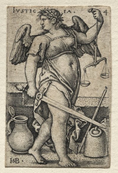 La Connaissance de Dieu et les Sept Vertus Cardinales : Justice - Justicia - Hans Sebald Beham