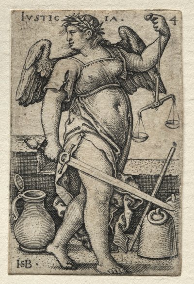 La Connaissance de Dieu et les Sept Vertus Cardinales : Justice - Justicia - Hans Sebald Beham