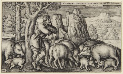 Le fils prodigue III : le fils parmi les porcs - Hans Sebald Beham