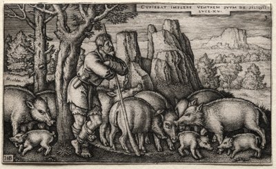 Le fils prodigue : Gardant les porcs - Hans Sebald Beham