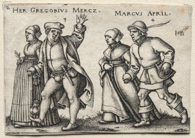 Le mariage villageois: Her Gregorius Mercz / Marcus April - Hans Sebald Beham