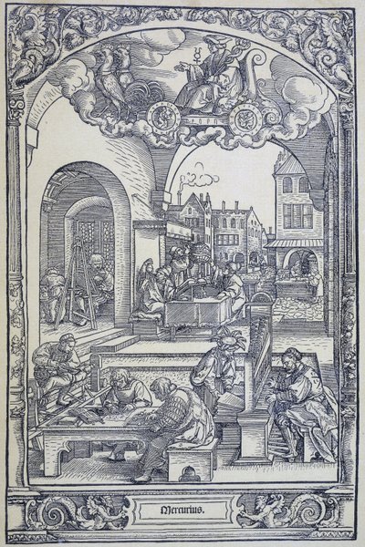 La planète Mercure et les artistes, érudits et techniciens, c1535 - Hans Sebald Beham