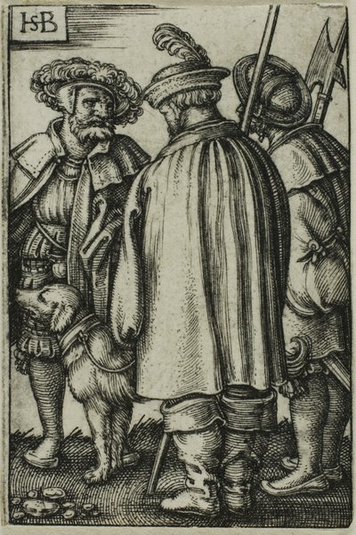 Trois soldats et un chien - Hans Sebald Beham