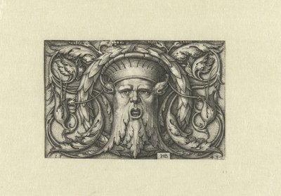 Décoration plate. Masque avec une couronne - Hans Sebald Beham