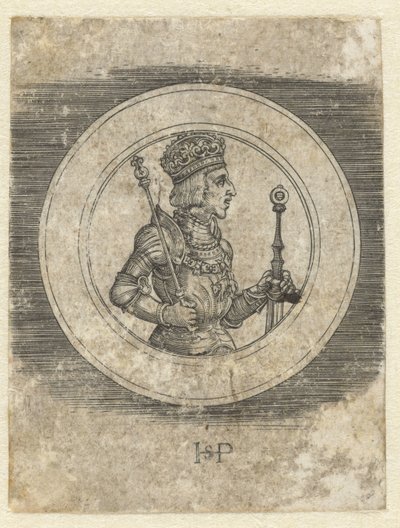 Avers de médaille avec portrait du roi Ferdinand Ier de Hongrie et de Bohême, à mi-corps - Hans Sebald Beham