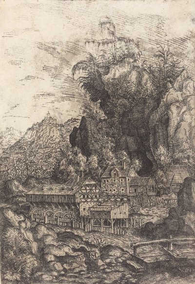 Paysage avec un moulin à eau, 1553 - Hans Sebald Lautensack