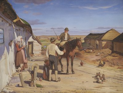 Un étranger demandant son chemin dans une ferme sur les landes - Hans Smidth