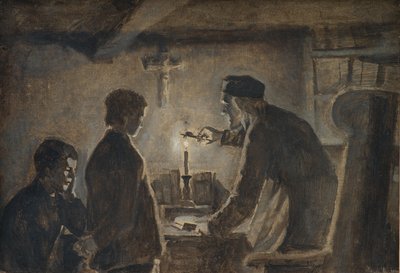 Le Pasteur Søren éteint la bougie à la Saint-Sylvestre - Hans Smidth