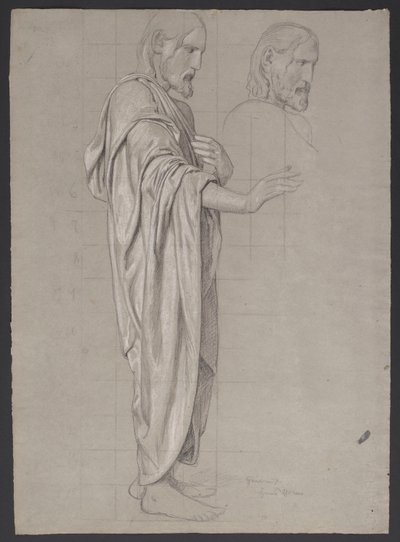 Christ avec la main droite tendue, à côté répétition de la tête de la figure - Hans Thoma