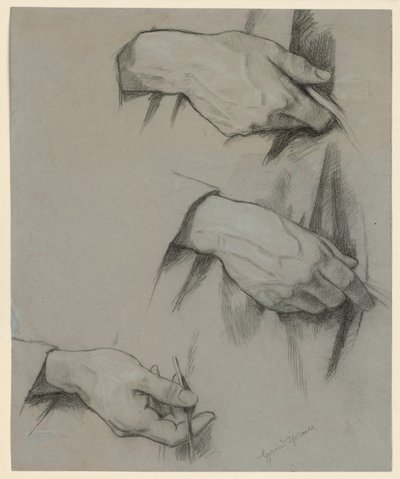 Trois mains droites dans différentes positions - Hans Thoma