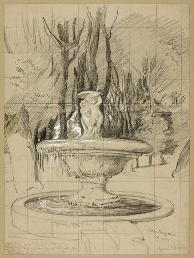 Fontaine avec Putti dans le Jardin de la Villa Borghese - Hans Thoma