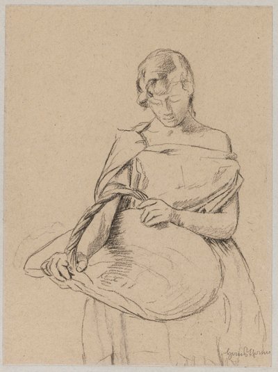 Jeune femme avec un panier - Hans Thoma