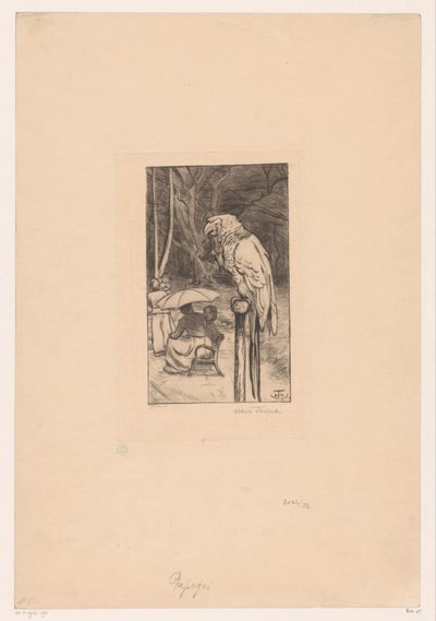 Perroquet et quatre figures - Hans Thoma