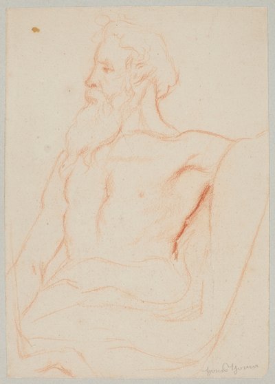 Vieillard à demi nu avec une barbe - Hans Thoma
