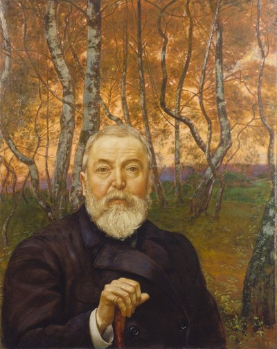 Autoportrait dans un bosquet de bouleaux - Hans Thoma