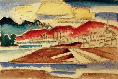 Paysage avec montagnes rouges - Hans Thuar