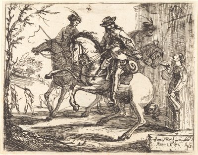 Trois cavaliers devant une auberge - Hans Ulrich Franck
