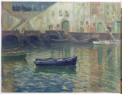 Port au clair de lune, vers 1900 - Hans Volcker