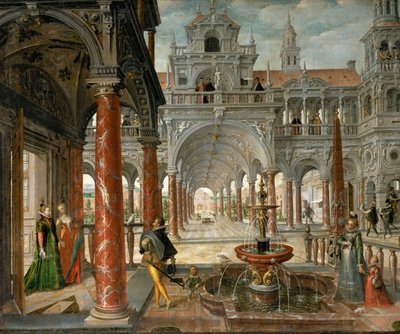 Un palais avec des visiteurs distingués - Hans Vredeman de Vries