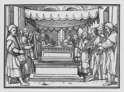 David nomme un groupe de chanteurs et de musiciens pour louer le Seigneur, 1 Chroniques XVI, 4 - Hans after Holbein the Younger