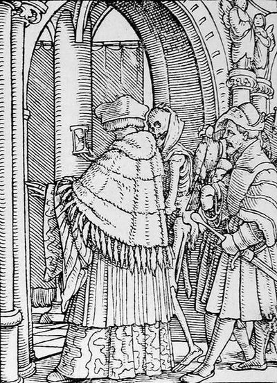 La mort et le chanoine, de La Danse macabre, gravé par Hans Lutzelburger, c.1538 - Hans after Holbein the Younger