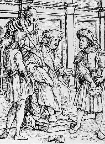 La mort et le juge, de La Danse macabre, gravé par Hans Lutzelburger, c.1538 - Hans after Holbein the Younger