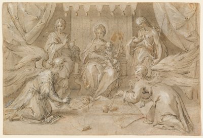 La Madone en majesté avec Saint Jean-Baptiste et Saint Jean l