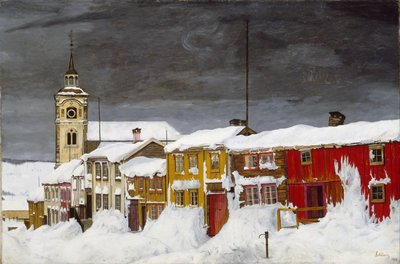 Rue à Røros en hiver - Harald Sohlberg