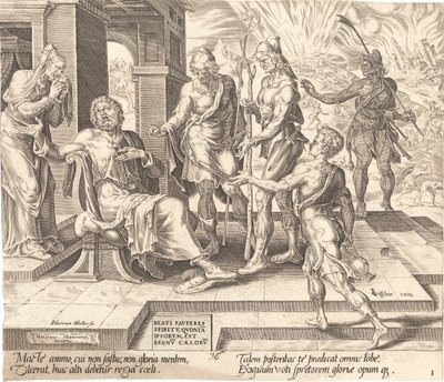 "Heureux les pauvres en esprit. Job reçoit les mauvaises nouvelles de son malheur" - Harmen Jansz. Muller