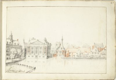 Vue sur les bâtiments au Hofvijver, La Haye - Harmen ter Borch (signed by artist)