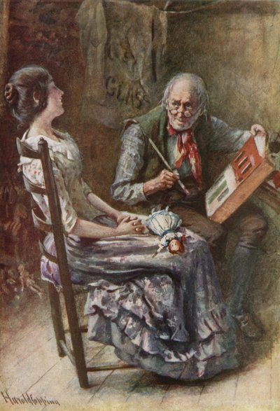 Bertha et son père (lithographie en couleur) - Harold Copping