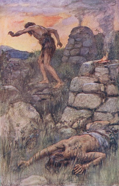 Caïn et Abel, illustration de Pictures That Teach The Crown Series, 1920 - Harold Copping