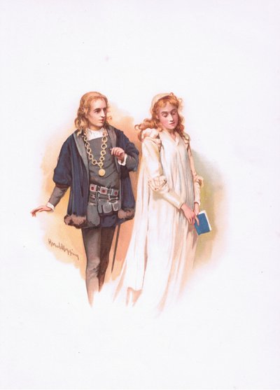 Hamlet et Ophelia, illustration de Hamlet - Harold Copping