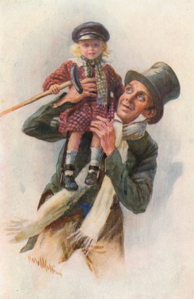 Illustration pour Un chant de Noël de Charles Dickens (lithographie en couleur) - Harold Copping