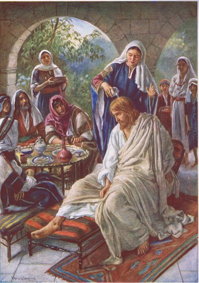 Marie oint Jésus, illustration de Pictures That Teach The Crown Series, 1920 - Harold Copping