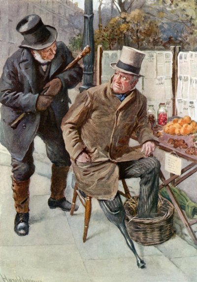 M. Boffin et Silas Wegg (lithographie en couleur) - Harold Copping