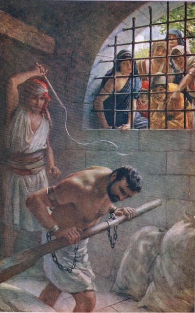 Samson, illustration de Pictures That Teach The Crown Series, 1920 - Harold Copping